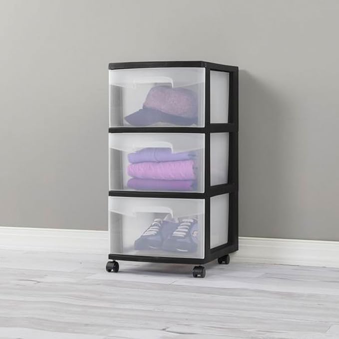 Sterilite 6 Pack Plastic Storage Organizer, 3 Drawer Rolling Bin Cart, Closet - Image 7