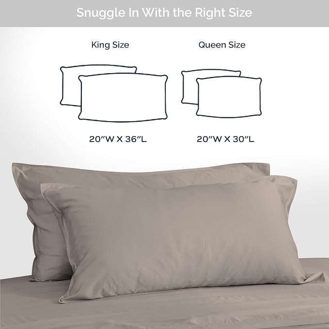 Pillow Cases King Size Set of 2 Pillowcases 100% Viscose from Bamboo Cooling - Image 6
