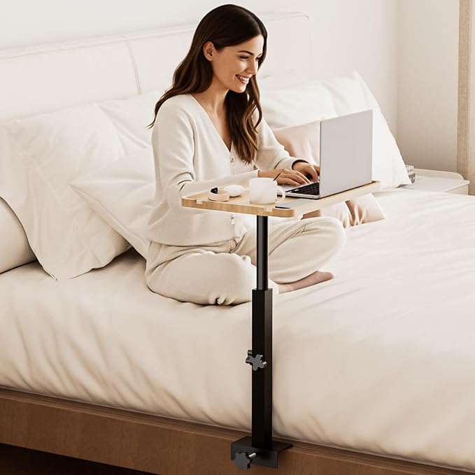 Bedside Shelf for Bed, Height-Adjustable Clip On Bedside Table, Overbed Table - Image 3