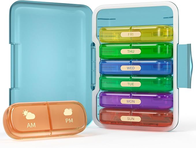Weekly Pill Organizer 2 Times a Day, 7 Day Pill Box 2 Times, Portable - Image 7