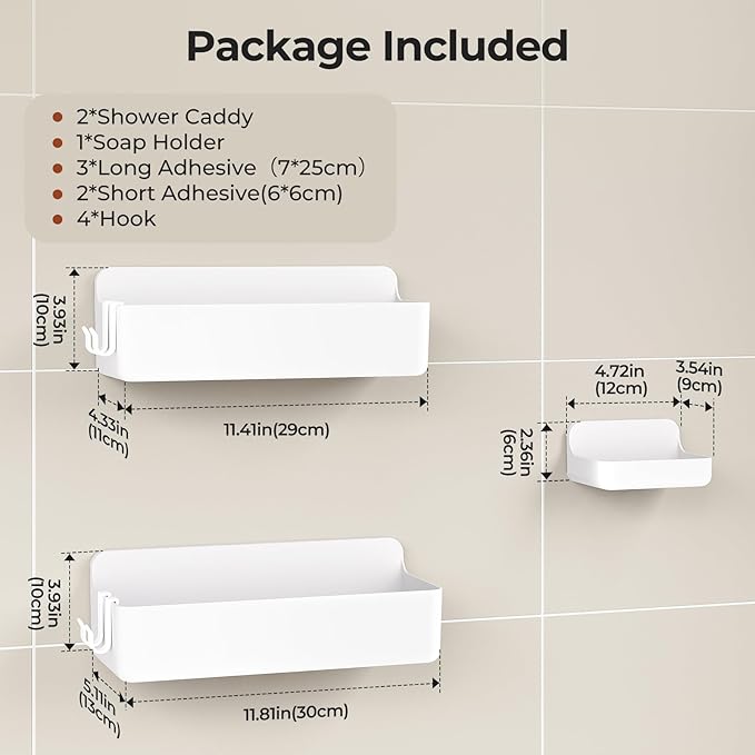 Orimade Shower Caddy 3-Pack, No-Drill Adhesive Shelves - Image 8