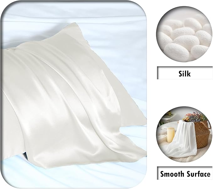 Silk Pillow Cases 2 Pack Soft Breathable and Sliky Queen Size Pillow Cases Set - Image 2