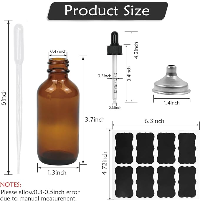 20 Pack, 2 Oz Amber Glass Dropper Bottle - Image 5