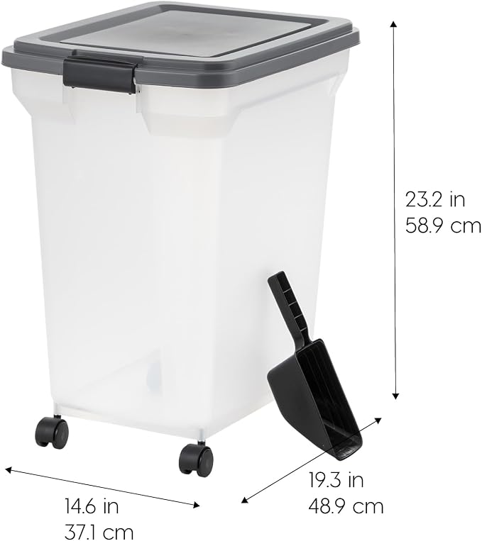 IRIS USA Dog Food Storage Container 40 lbs, Attachable Wheels, & Included Scoop - Image 2