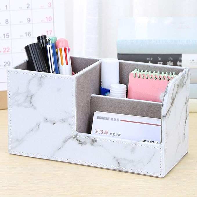 KINGFOM Desk Organizer Office Supplies Caddy Pu Leather Multi-function Storage - Image 4