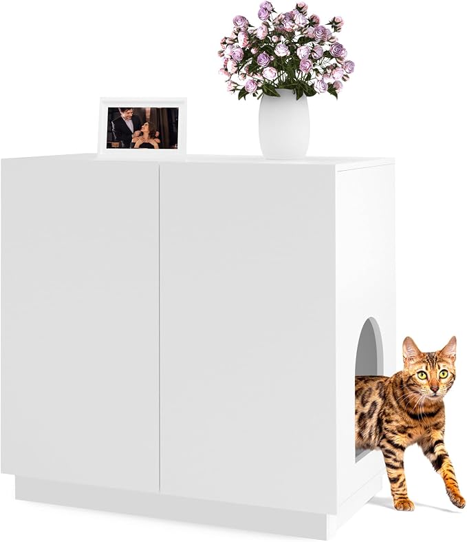Large/Tall Litter Box Enclosure, Modern Wooden Litter Box Furniture by Amunrbrek