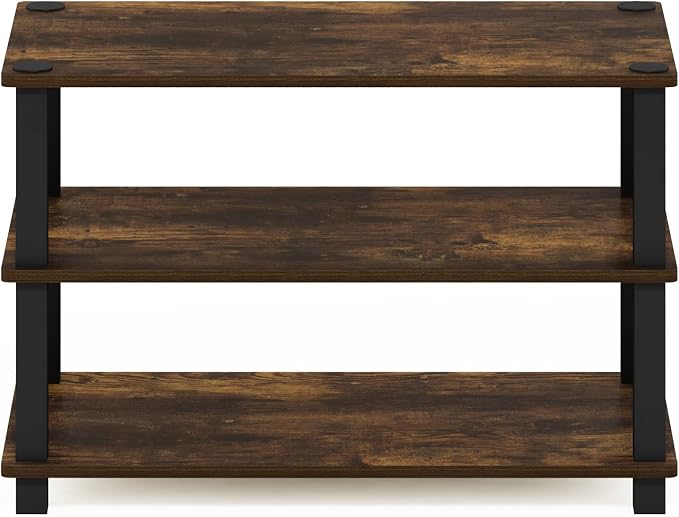 Furinno Turn-S-Tube 3-Tier Shoe Rack, Amber Pine/Black - Image 6