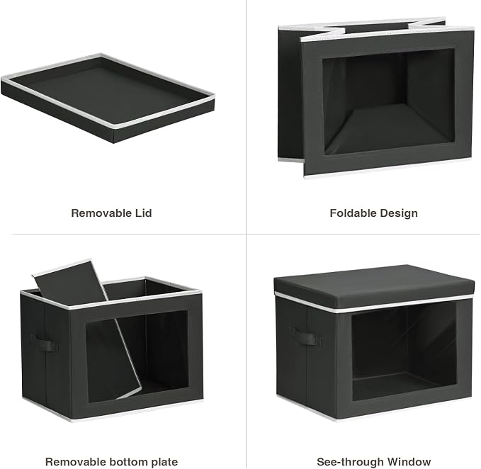 Storage Boxes with Lids, Collapsible Storage Bins with Handles, Closet Storage - Image 7