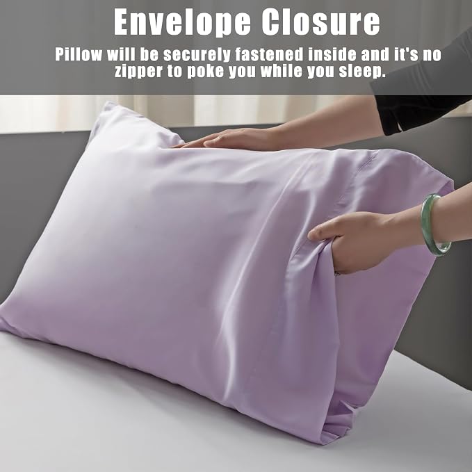 TELUS Pillow Cases Queen Size 2 Pack, Bamboo Rayon Cooling Pillowcases - Image 4