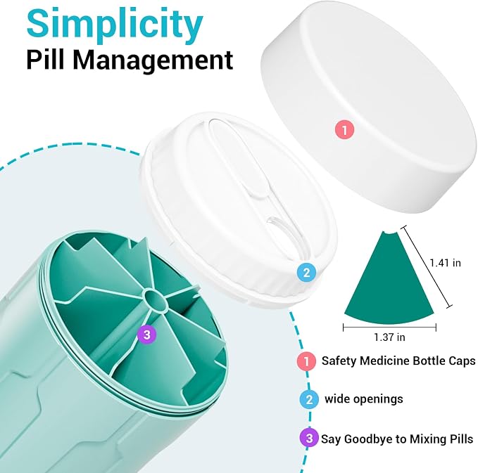 Betife Extra Large Supplement Organizer, Weekly Pill Organizer Bottle, Daily - Image 4