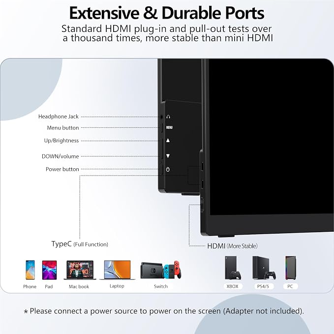InnoView Portable Monitor Touchscreen 15.6" 1080P 10-Point Touch Screen - Image 8