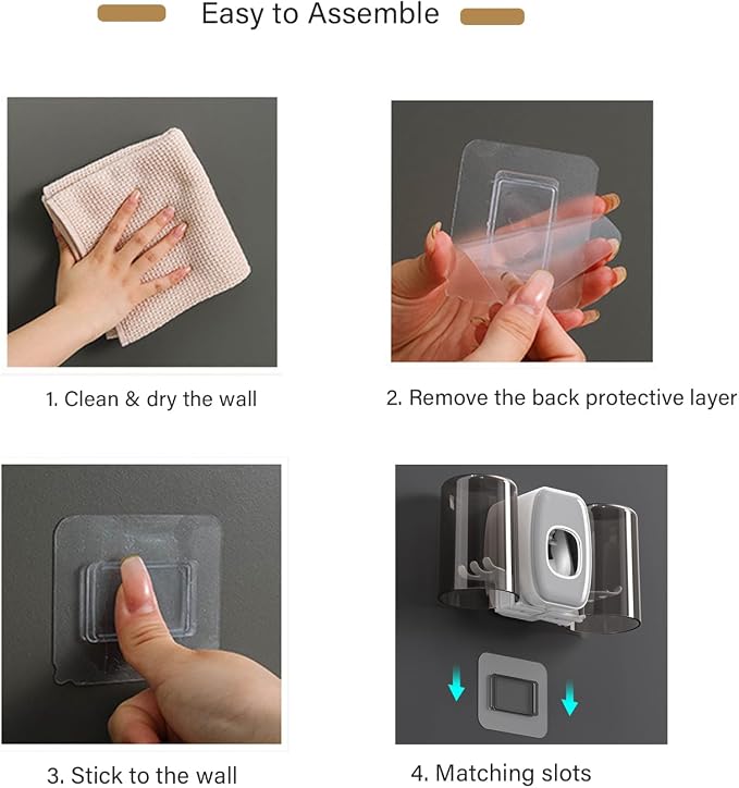Toothbrush Holders for Bathrooms Toothbrush Holder Wall Mounted Toothpaste - Image 5