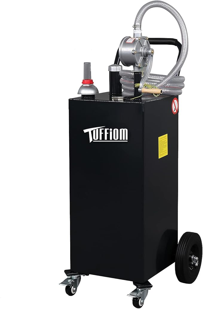 TUFFIOM 35 Gallon Fuel Gas Caddy w/Wheels & Manual Siphon Pump, Portable Diesel by TUFFIOM