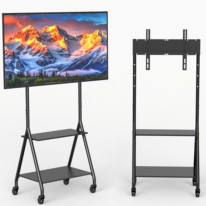 ZHOOGE Mobile TV Cart with 2-Tier Shelf - Image 3