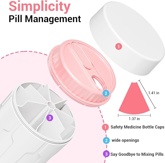 Betife Extra Large Supplement Organizer, Weekly Pill Organizer Bottle, Daily - Image 3