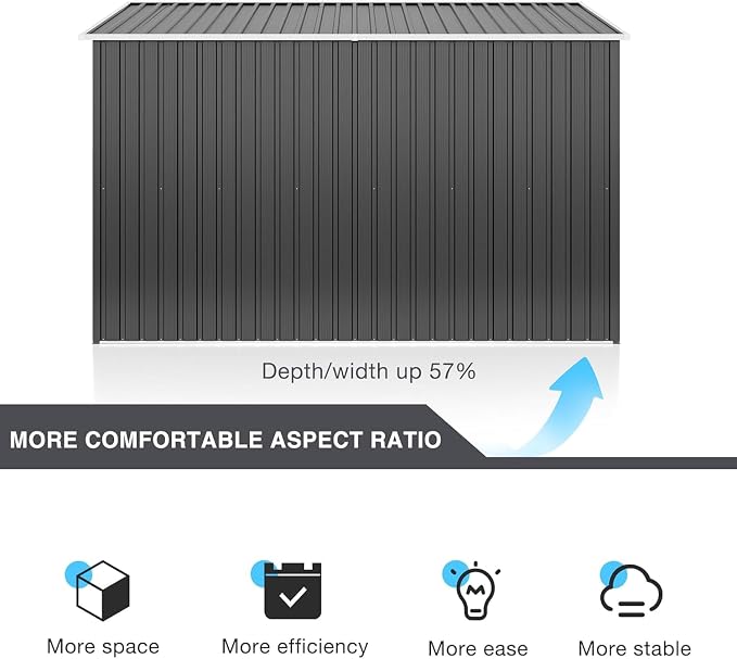 Polar Aurora 10x10 FT Outdoor Storage Shed, Metal Garden Shed - Image 3
