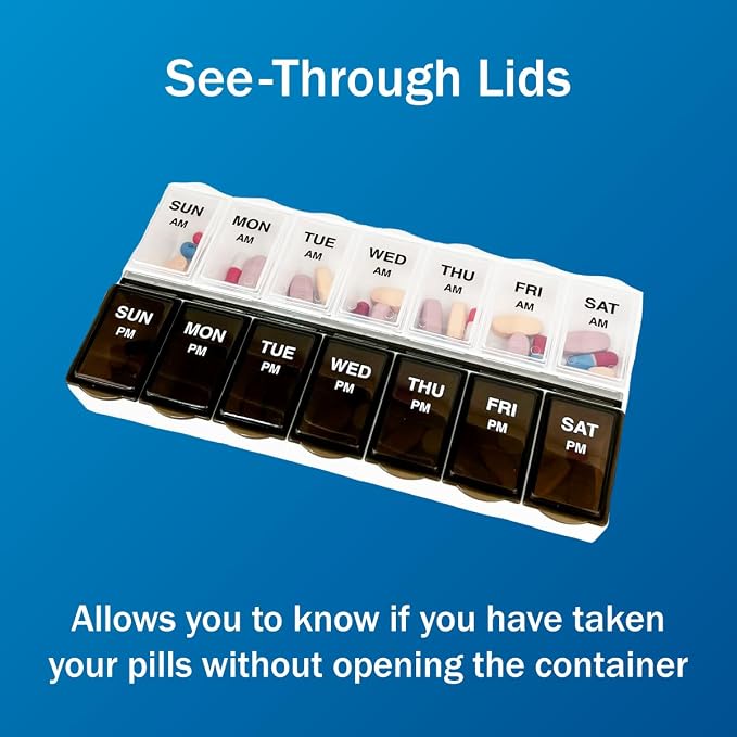 Amazon Basic Care 7-Day AM/PM Pill Organizer | Large Compartments | 2 Times - Image 4