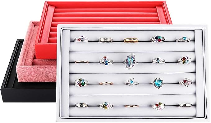 Valyria Velvet 7 Slots Ring Earrings Trays Showcase Display Jewelry Organizer - Image 6