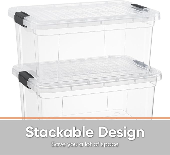 Superio Storage Bins with Lids- 8 Pack, 1.85 Qt Clear Boxes - Image 3