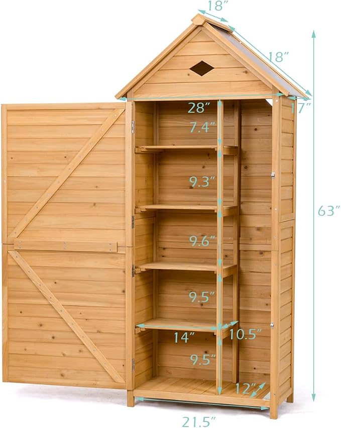 Goplus Wooden Storage Shed, Outdoor Storage Cabinet - Image 7