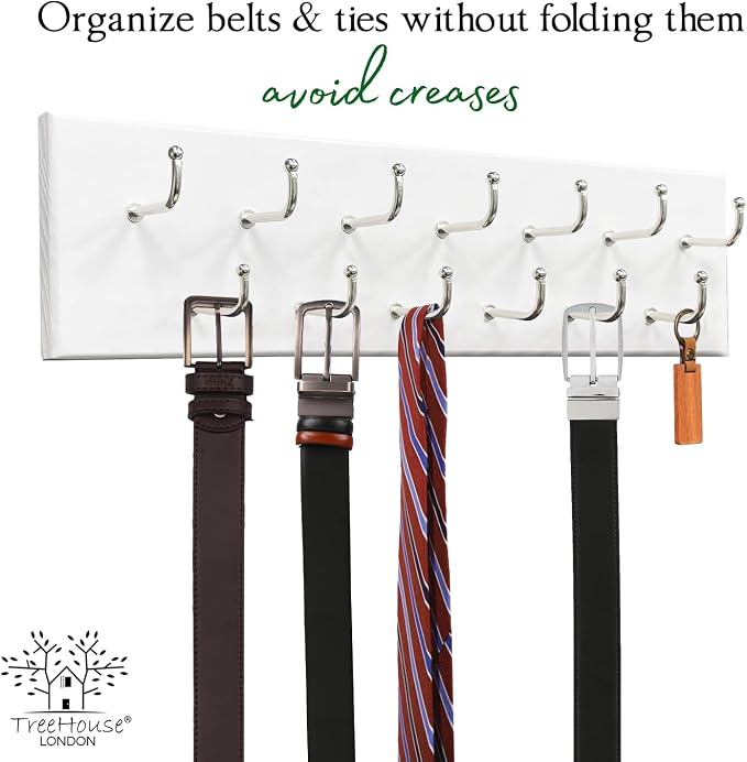 Treehouse Belt Organizer Rack, Holds Over 28 Large Belts, Sturdy Metal & Solid - Image 7