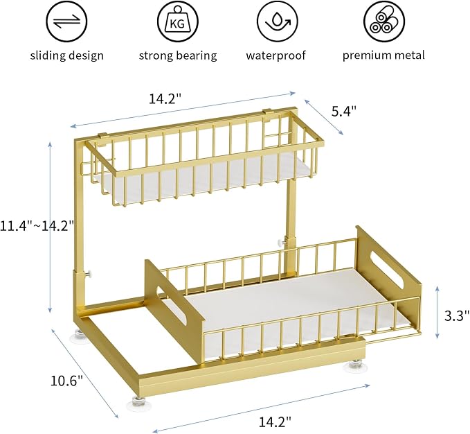 2 Pack Under Sink Organizer Storage 2-Tier Premium Metal Pull-Out Racks - Image 6