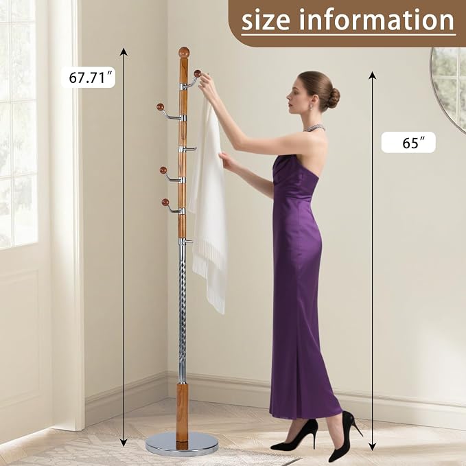 Solid Wooden Coat Rack Stand, Coat Racks Freestanding - Image 2