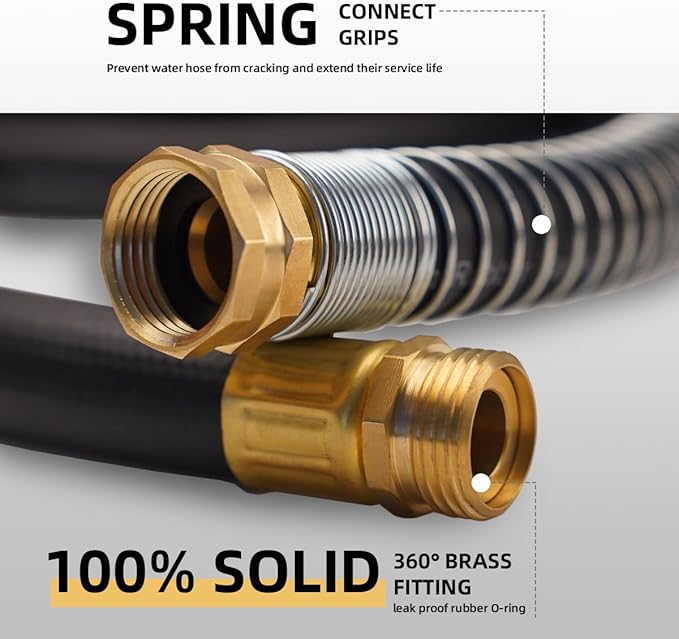 WiseFlow Garden Hose 90FT x 3/4", Heavy Duty Rubber Hose, Water Hose - Image 2