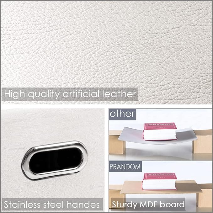 PRANDOM Leather Foldable Cube Storage Bins 11x11 inch Fabric Storage Baskets - Image 4