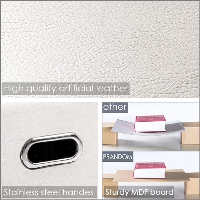 PRANDOM Leather Foldable Cube Storage Bins 13x13 inch Fabric Storage Baskets - Image 4