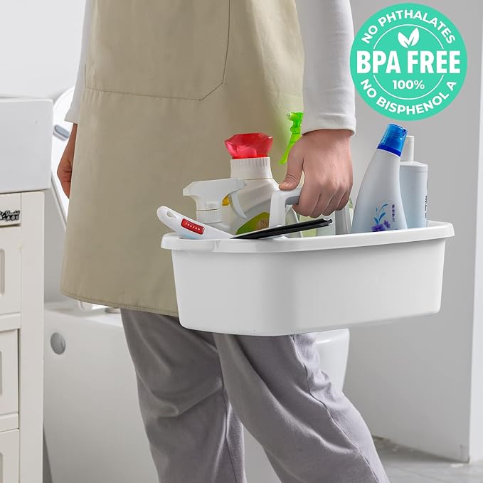 Cleaning Caddy Organizer with Handle, Cleaning Tool Storage Tote, 2 Pack - Image 2