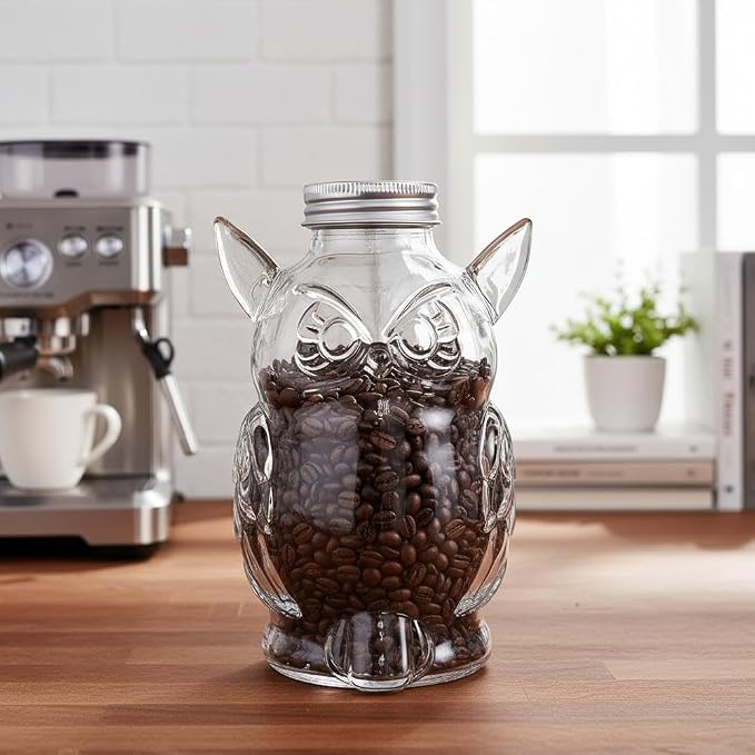 Owl Treat Jar, Airtight Glass Snack Container - Image 3