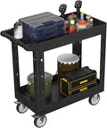 2 Tier Plastic Rolling Utility Cart on Wheels, Heavy Duty Tool Cart by Bettertoolsforbetterlife
