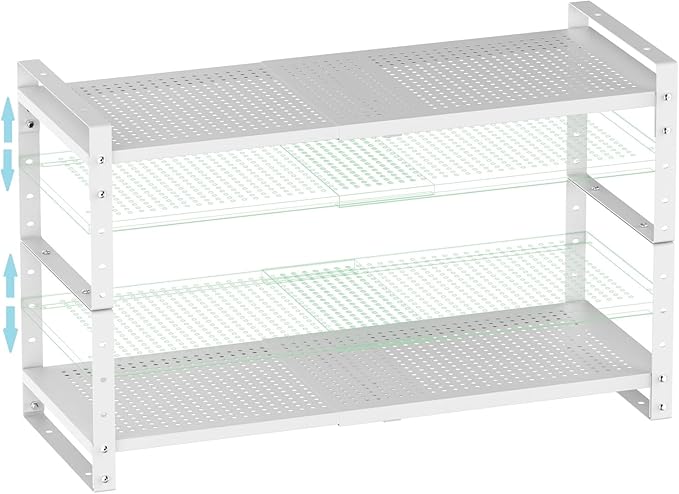 Expandable Shoe Rack Stackable Metal Pantry Storage Shelves Stand Adjustable by Goodqualityproducts