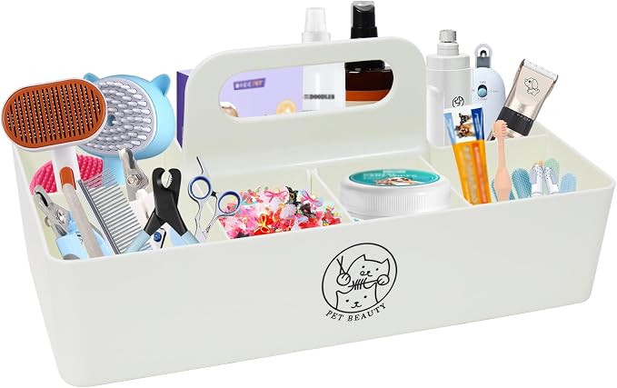 Dog Storage Organizer for Grooming Supplies, 8-Compartment Caddy for Dog Cat by Brabtod