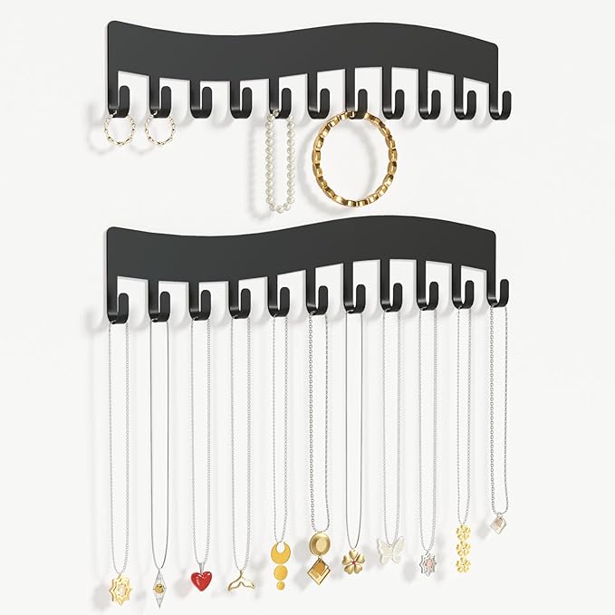Wall Necklace Organizer Holder: Wall Mounted Jewelry Hanging Storage Necklaces by Josmimic