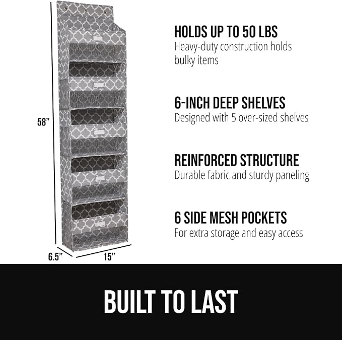 GORILLA GRIP Large Capacity Closet Organizer, 5 Deep Shelves, Holds 50lbs - Image 2