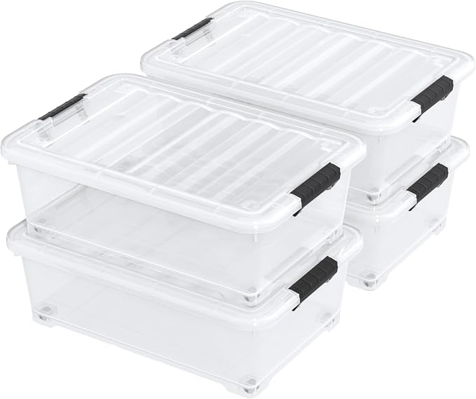 4 Packs 20 L Clear Plastic Underbed Storage Bins - Image 7