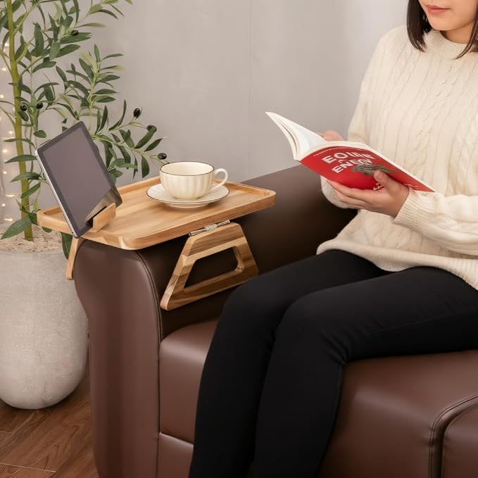 Acacia Wood Arm Table, Couch Arm Tray - Image 4