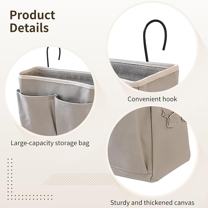 Varku 2 Pcs Bedside Hanging Storage Organizer, Wall Mount Door Caddy Bag - Image 3