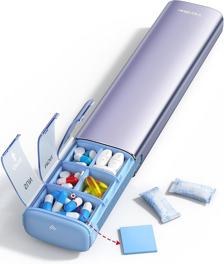 VAYDEER Metal Weekly Pill Organizer – Moisture-Proof Travel Pill Organizer by Vaydeer