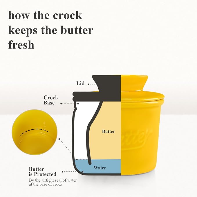 Ceramic Butter Crock with Lid & Spreader Knife, Butter Keeper - Image 6