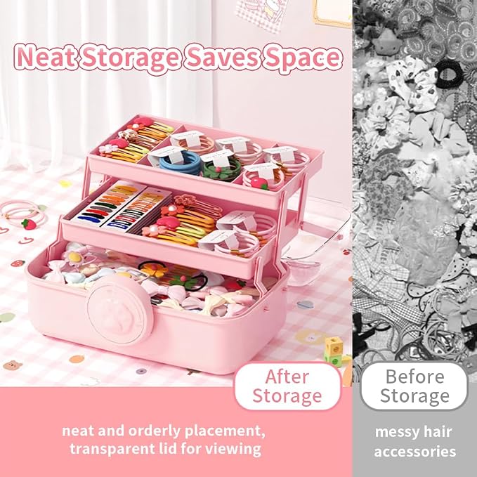 Bow Knot Hair Accessories Organizer Box Cute Dust Proof Childrens Jewelry - Image 5