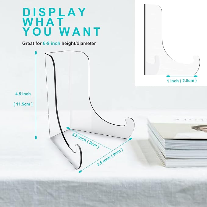 Boloyo Flat Back Acrylic Plate Display Stand, 4.5 Inch 5PC Clear Acrylic - Image 2