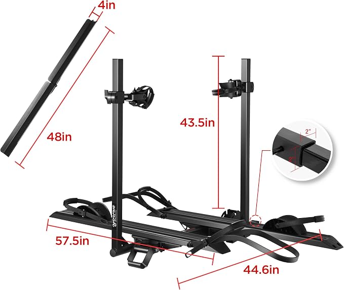 200LBS Foldable Aluminum 2-Ebike Carrier - Image 9