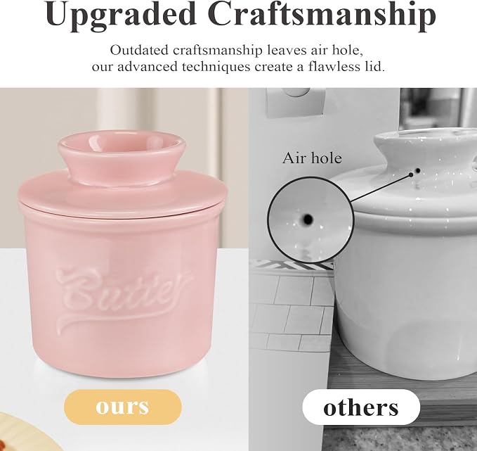 Ceramic Butter Crock with Lid & Spreader Knife, Butter Keeper - Image 3