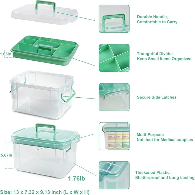 15qt Clear Medicine Organizer Storage Box - Image 2