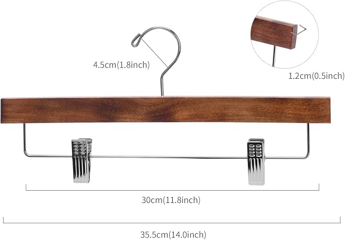 Nature Smile Deluxe Wooden Pants Hangers, Solid Lotus Wood Jeans Skirt Hanger - Image 2