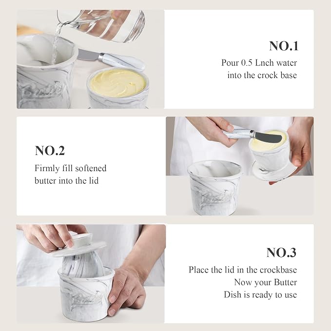 Ceramic Butter Crock with Lid & Spreader Knife, Butter Keeper - Image 4