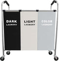 Laundry Sorter 3 Section, 240L Large Laundry Cart by Meimom